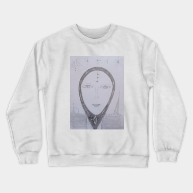 Beauty Unique Portrait Art Crewneck Sweatshirt by Unique Black White Colorful Abstract Art